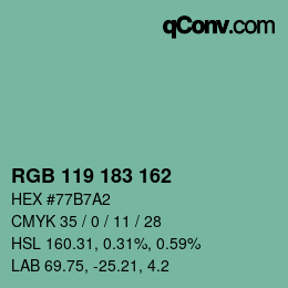 カラーコード: RGB 119 183 162 | qconv.com