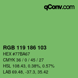 Color code: RGB 119 186 103 | qconv.com