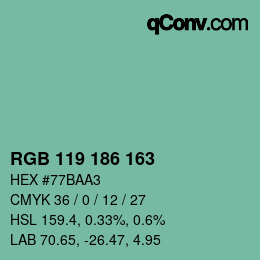 Código de color: RGB 119 186 163 | qconv.com