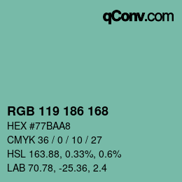 Color code: RGB 119 186 168 | qconv.com