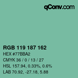 Color code: RGB 119 187 162 | qconv.com