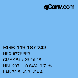 Color code: RGB 119 187 243 | qconv.com