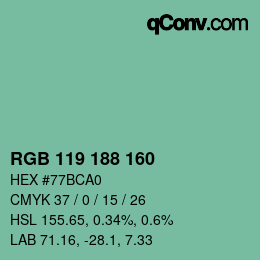 Color code: RGB 119 188 160 | qconv.com