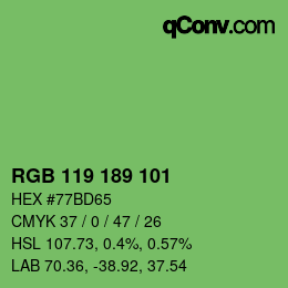 Color code: RGB 119 189 101 | qconv.com