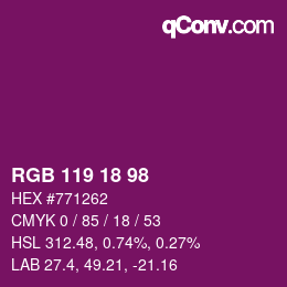 颜色代码: RGB 119 18 98 | qconv.com
