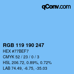 Color code: RGB 119 190 247 | qconv.com