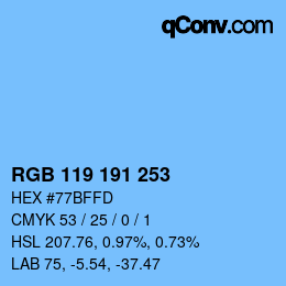 Color code: RGB 119 191 253 | qconv.com