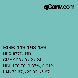 Color code: RGB 119 193 189 | qconv.com