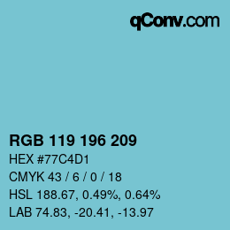 Farbcode: RGB 119 196 209 | qconv.com