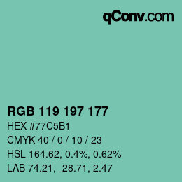 Farbcode: RGB 119 197 177 | qconv.com