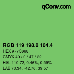 カラーコード: RGB 119 198.8 104.4 | qconv.com