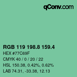 カラーコード: RGB 119 198.8 159.4 | qconv.com
