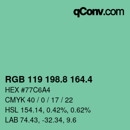 カラーコード: RGB 119 198.8 164.4 | qconv.com