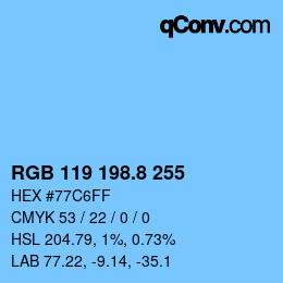 Color code: RGB 119 198.8 255 | qconv.com