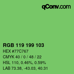 Color code: RGB 119 199 103 | qconv.com