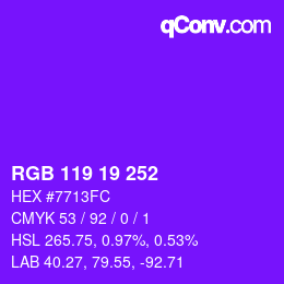 カラーコード: RGB 119 19 252 | qconv.com