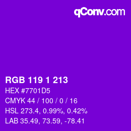カラーコード: RGB 119 1 213 | qconv.com