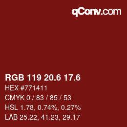 カラーコード: RGB 119 20.6 17.6 | qconv.com
