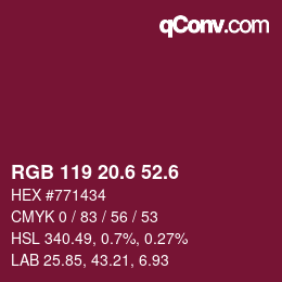 カラーコード: RGB 119 20.6 52.6 | qconv.com