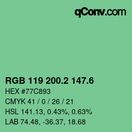 カラーコード: RGB 119 200.2 147.6 | qconv.com