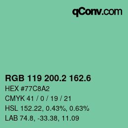 カラーコード: RGB 119 200.2 162.6 | qconv.com