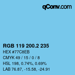 カラーコード: RGB 119 200.2 235 | qconv.com