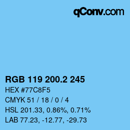 カラーコード: RGB 119 200.2 245 | qconv.com