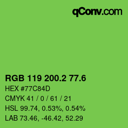 カラーコード: RGB 119 200.2 77.6 | qconv.com