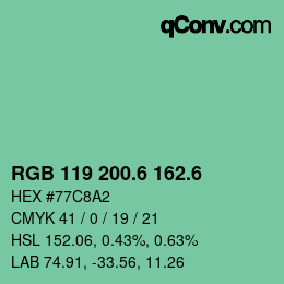 カラーコード: RGB 119 200.6 162.6 | qconv.com
