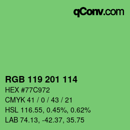 Color code: RGB 119 201 114 | qconv.com