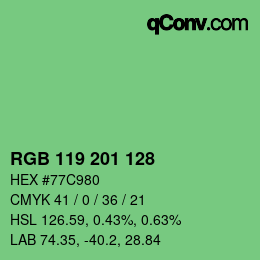 Color code: RGB 119 201 128 | qconv.com