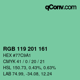 Color code: RGB 119 201 161 | qconv.com