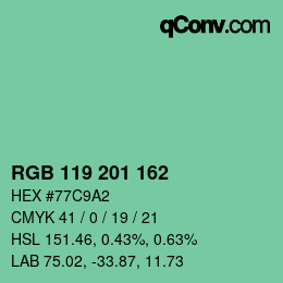 Color code: RGB 119 201 162 | qconv.com