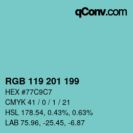 Color code: RGB 119 201 199 | qconv.com