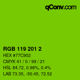Color code: RGB 119 201 2 | qconv.com