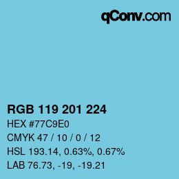 Color code: RGB 119 201 224 | qconv.com