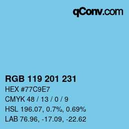 Color code: RGB 119 201 231 | qconv.com