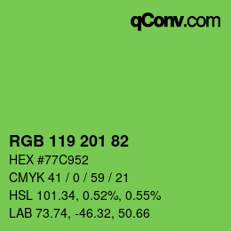 Color code: RGB 119 201 82 | qconv.com