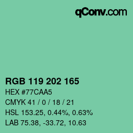 颜色代码: RGB 119 202 165 | qconv.com