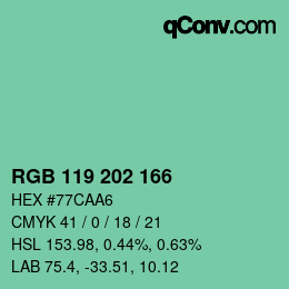 Color code: RGB 119 202 166 | qconv.com