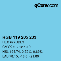 Color code: RGB 119 205 233 | qconv.com