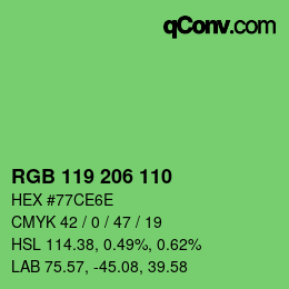 Farbcode: RGB 119 206 110 | qconv.com