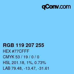 Color code: RGB 119 207 255 | qconv.com