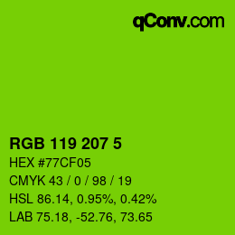 Color code: RGB 119 207 5 | qconv.com
