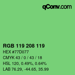 Código de color: RGB 119 208 119 | qconv.com