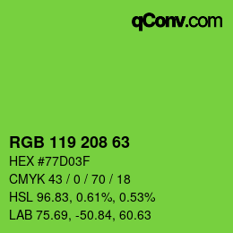 Color code: RGB 119 208 63 | qconv.com