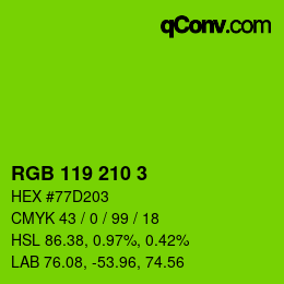 Color code: RGB 119 210 3 | qconv.com