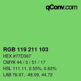 Color code: RGB 119 211 103 | qconv.com
