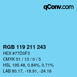 Color code: RGB 119 211 243 | qconv.com