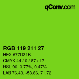 カラーコード: RGB 119 211 27 | qconv.com